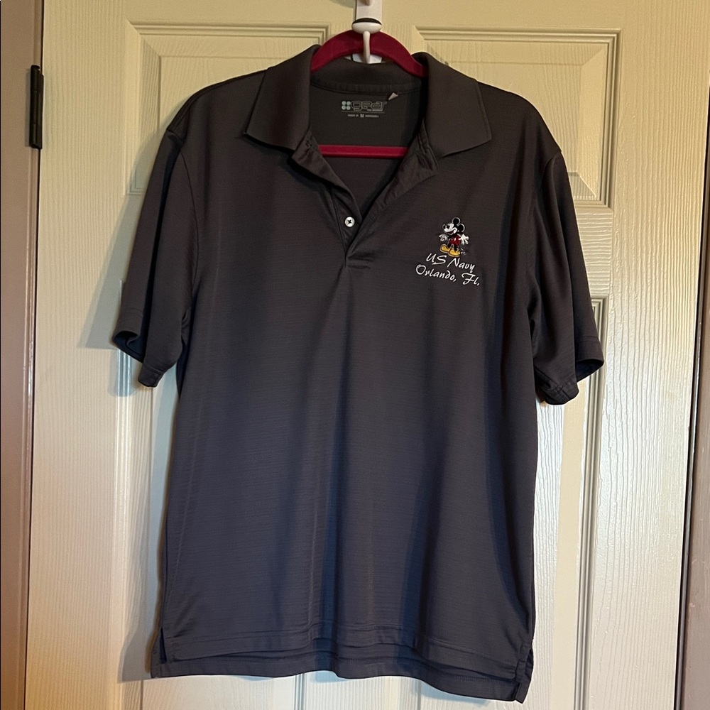 US Navy Orlando FL Embroidered Men's Charcoal Polo Shirt-M